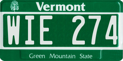 VT license plate WIE274