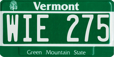 VT license plate WIE275
