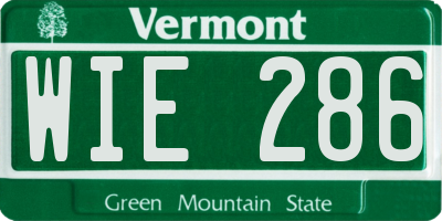 VT license plate WIE286
