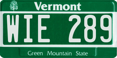 VT license plate WIE289