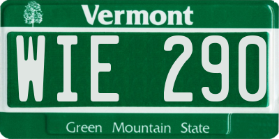 VT license plate WIE290