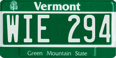 VT license plate WIE294