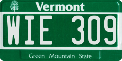 VT license plate WIE309