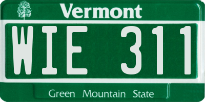 VT license plate WIE311