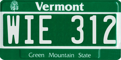 VT license plate WIE312