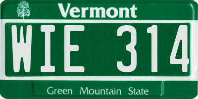 VT license plate WIE314