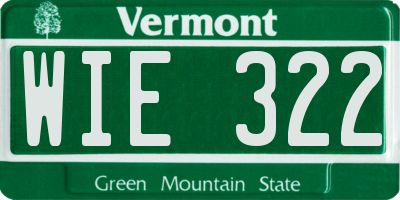 VT license plate WIE322