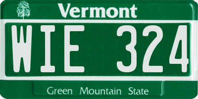VT license plate WIE324