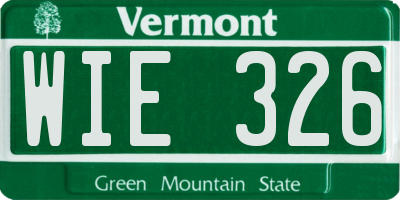 VT license plate WIE326