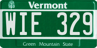VT license plate WIE329