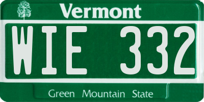VT license plate WIE332