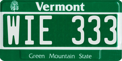 VT license plate WIE333