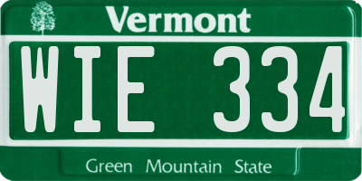 VT license plate WIE334