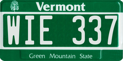 VT license plate WIE337