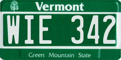VT license plate WIE342