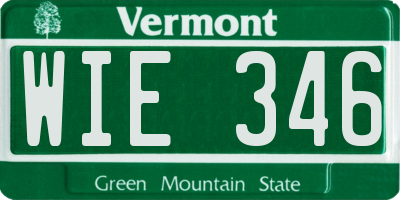 VT license plate WIE346