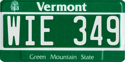 VT license plate WIE349
