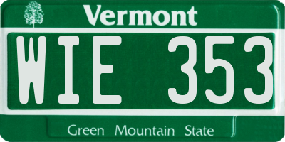 VT license plate WIE353