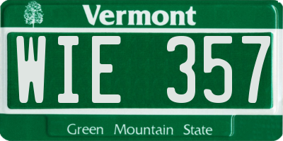 VT license plate WIE357