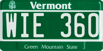 VT license plate WIE360