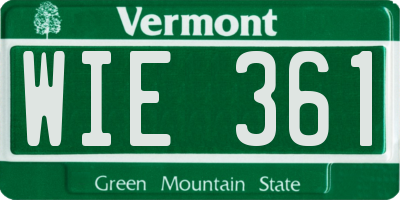 VT license plate WIE361