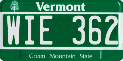 VT license plate WIE362