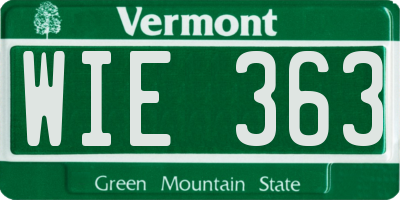 VT license plate WIE363