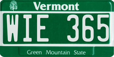 VT license plate WIE365