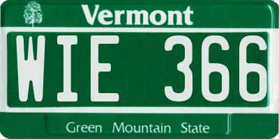 VT license plate WIE366