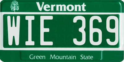 VT license plate WIE369