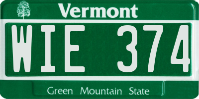 VT license plate WIE374