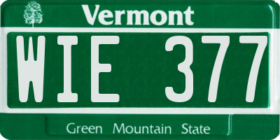 VT license plate WIE377