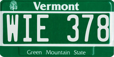 VT license plate WIE378