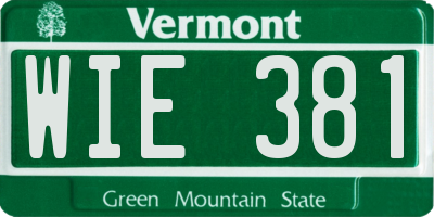 VT license plate WIE381