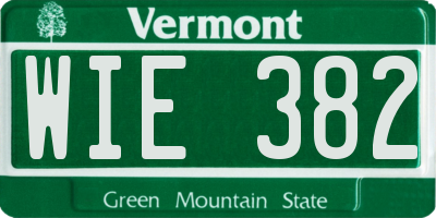 VT license plate WIE382