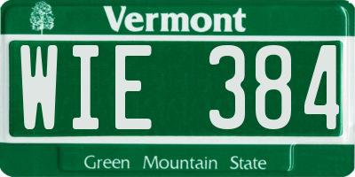 VT license plate WIE384