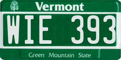 VT license plate WIE393
