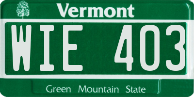 VT license plate WIE403