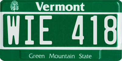 VT license plate WIE418
