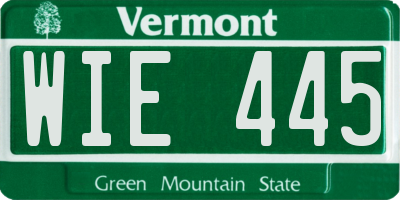 VT license plate WIE445