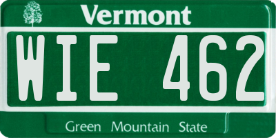 VT license plate WIE462