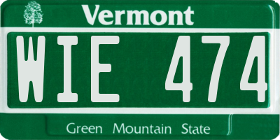 VT license plate WIE474