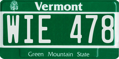 VT license plate WIE478