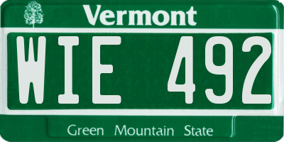 VT license plate WIE492