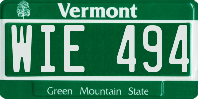 VT license plate WIE494