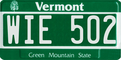 VT license plate WIE502