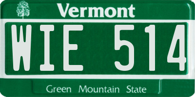 VT license plate WIE514
