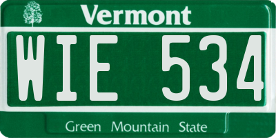 VT license plate WIE534