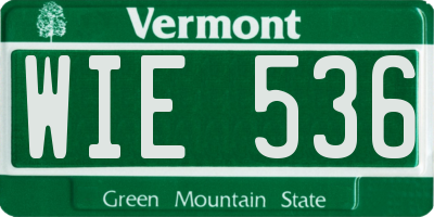 VT license plate WIE536