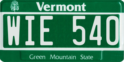 VT license plate WIE540